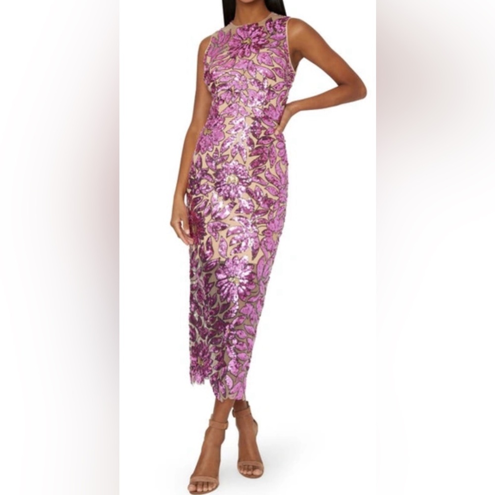Milly sequin dress nude and pink
